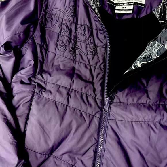 Columbia Puffer Jacket Womens Small Purple Interchange Insulated Embroidered - Picture 2 of 5
